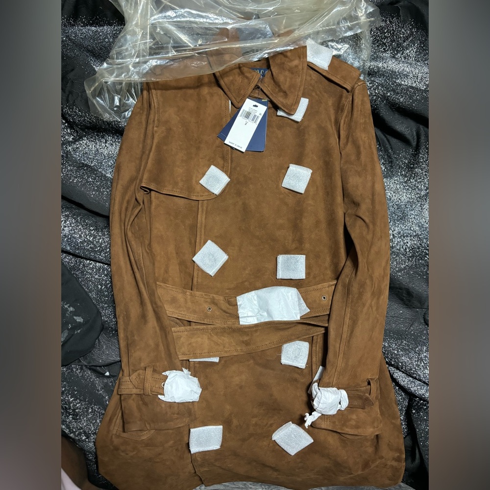 100% suede women’s polo trench coat